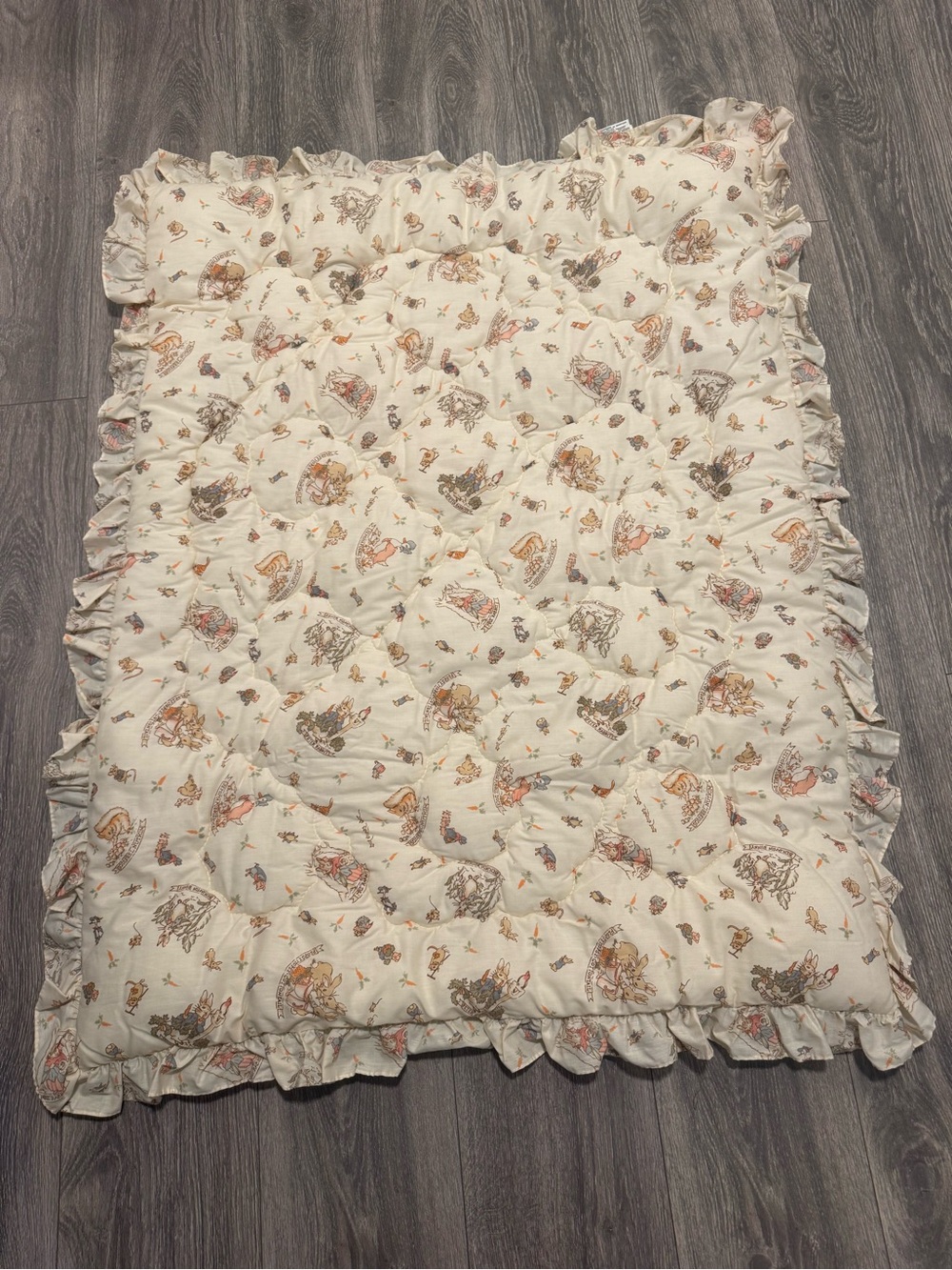 Peter Rabbit Beatrix Potter Quilted Baby Blanket Ruffle Cottagecore